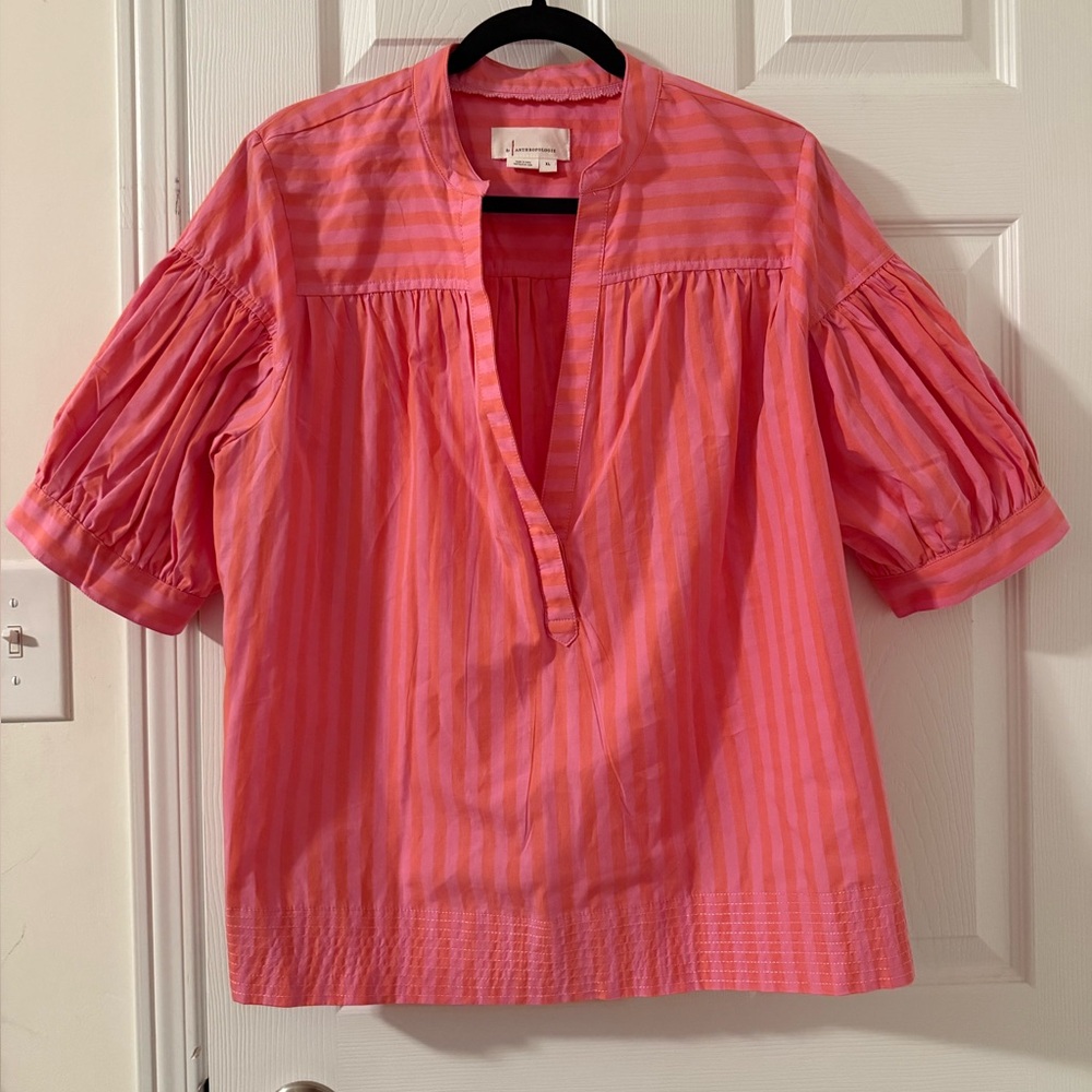 Anthropologie Striped Pink and Orange Women's Top. XL. Like new condition.